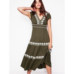 NWT Boden Elara / Eloise Embroidered Jersey Midi Dress Women’s 4 Petite